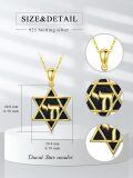 wholesale 925 Sterling Silver Black Stone Star of David Pendant Necklace with Hebrew Letter and Tetragrammaton Symbol-0-5