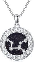 wholesale 925 Sterling Silver Leo Zodiac Sign Constellation Pendant Necklace with Cubic Zirconia and Starry Sky Design for Women & Men-0-0