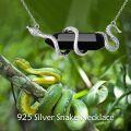 wholesale 925 Sterling Silver Snake Onyx Black Stone Pendant Necklace for Women Men  45cm Chain Length-0-5