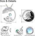 wholesale 925 Sterling Silver Elephant & Baby Pendant with Blue Moonstone Birthstone Necklaces for Women's Gifts-0-3