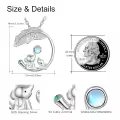 wholesale 925 Sterling Silver Elephant & Baby Pendant with Blue Moonstone Birthstone Necklaces Wholesale for Women's Gifts-0-3