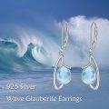 wholesale 925 Sterling Silver Teardrop Shape Larimar and Moss Agate Dangle Leverback Earrings-0-2
