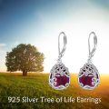 wholesale 925 Sterling Silver Tree Of Life Drop Earrings Wholesale With Green Stone-0-35