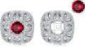wholesale 925 Sterling Silver Red Garnet Stud Earrings with Cubic Zirconia Accents-0-0