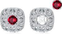 wholesale 925 Sterling Silver Red Garnet Stud Earrings with Cubic Zirconia Accents-Ruby