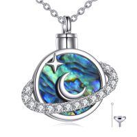 wholesale 925 Sterling Silver Moon & Star Urn Pendant Keepsake Memorial Jewelry with Funnel and Fill Kit-Urn Universe Necklace