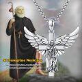wholesale 925 Sterling Silver Guardian Angel Cross Pendant Necklace for Men Women Catholic s-0-5