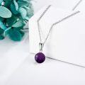 wholesale 925 Sterling Silver Purple Amethyst Round Bead Pendant Necklace-0-2