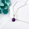 wholesale 925 Sterling Silver Purple Amethyst Round Bead Pendant Necklace-0-2