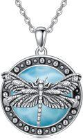 wholesale 925 Sterling Silver Dragonfly Blue Larimar Round Beaded Pendant Necklace For Women-0-0