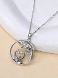 wholesale 925 Sterling Silver Tree of Life Giraffes Heart Shape Pendant Necklaces with Green Stones s for Girls/Women/Mom/Sister-0-3