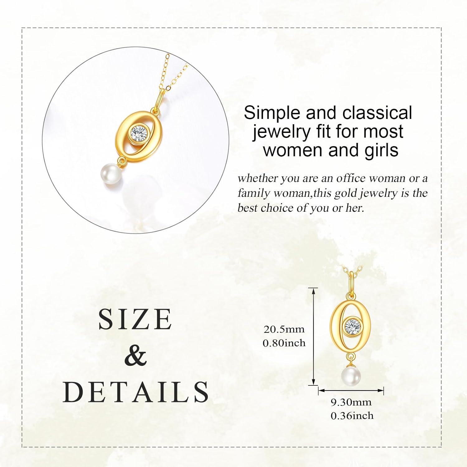 wholesale 10K Golden Pendant with Diamond and Pearl Charm Necklaces for Women - Elegant Solid s-0-1
