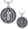 wholesale 925 Sterling Silver Saint Christopher & St Benedict Medal Pendant with 24 Chain Gift Set-0-0