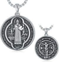 wholesale 925 Sterling Silver Saint Christopher & St Benedict Medal Pendant with 24 Chain Gift Set-A6-Style 6