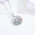 wholesale 925 Sterling Silver 7 Chakra Yin Yang Lotus Pendant Necklace with Stones and Chain-0-1