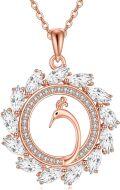 wholesale Rose Gold 925 Sterling Silver Cubic Zirconia Peacock Pendant Necklace for Women-0-0
