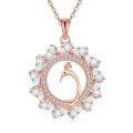wholesale 925 Sterling Silver Rose Gold Plated Peacock Pendant Necklace With Marquise Cut Zircon-0-0