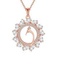 wholesale 925 Sterling Silver Swan Necklace With Clear Cz Stones-Phoenix-1