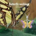 wholesale 925 Sterling Silver Purple & Yellow Enamel Butterfly Pendant Necklace for Women Gifts-0-5