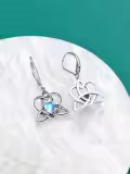 TOUPOP Sterling Silver Moonstone Celtic Knot Heart Dangle Earrings-0-4