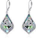 wholesale 925 Sterling Silver Moonstone Abalone Triquetra Celtic Knot Drop Earrings for Women - Witchy Jewellery Gift Idea-0-0