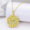 wholesale 14K Gold Sterling Silver Jade Tree of Life Necklace for Women-0-14