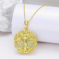 wholesale 925 Sterling Silver Tree Of Life Pendant Necklace Wholesale With Green Gemstone-0-14