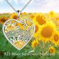 wholesale 925 Sterling Silver 925 CZ Heart-Shaped Sunflower & Rose Music Note Pendant Necklace-0-2