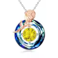 TOUPOP Sterling Silver Topaz Crystal Circle Pendant Necklace Gift for Mom-0-0