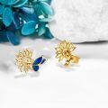wholesale 925 Sterling Silver Blue Enamel Butterfly Flower Stud Earrings for Women Girls Hypoallergenic  6x8mm-0-2