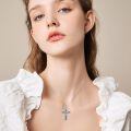 wholesale 925 Sterling Silver Cross Pendant Necklace With Abalone Shell Hummingbird Flower Design-0-18