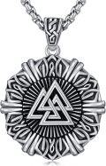 wholesale 925 Sterling Silver Valknut Pendant Nordic Amulet Mens Chain Necklace -0-0