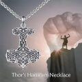 wholesale 925 Sterling Silver Norse Mjolnir Pendant with Celtic Knot Design - Viking Thors Hammer Necklace for Men & Women -0-5