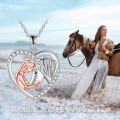 wholesale 925 Sterling Silver Unicorn Heart Pendant Necklace with Rose Gold Accents and Cubic Zirconia Stones for Women-0-1