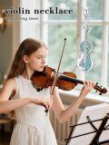 wholesale 925 Sterling Silver & Turquoise Violin Necklace, 0.78x0.87 Music Pendant, 18+2 Adjustable Chain, Gift for Musicians-0-4