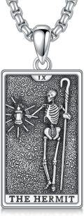 wholesale 925 Sterling Silver The Hermit Tarot Pendant Necklace for Men Women Gifts-0-0