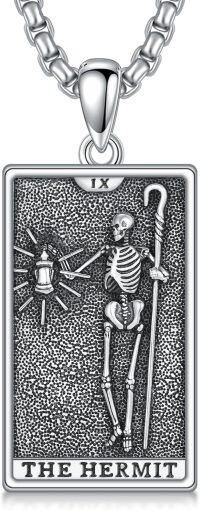 wholesale 925 Sterling Silver The Hermit Tarot Pendant Necklace for Men Women Gifts-Hermit Tarot