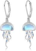 wholesale 925 Sterling Silver Jellyfish Shape Opalite Gemstone Dangle Drop Earrings for Women's  Ideas-0-0