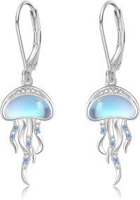 wholesale 925 Sterling Silver Jellyfish Shape Opalite Gemstone Dangle Drop Earrings for Women's  Ideas-jellyfish