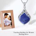 wholesale Sterling Silver Natural Gemstone Teardrop Pendant Necklace-0-39