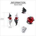 wholesale 14K Gold 925 Heart Angel Wings Red Crystal Stud Earrings for Women-0-4