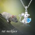 wholesale 925 Sterling Silver Blue Crystal Heart Mouse Pendant Necklace Gifts for Women Dog Lovers-0-4