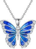 wholesale 925 Sterling Silver Blue and Purple Enamel Butterfly Pendant Necklace for Women-0-0