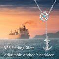 wholesale 925 Sterling Silver Anchor & Ship Wheel Lariat Necklace Gift for Music Lovers-0-5