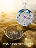 TOUPOP Sterling Silver Birthstone Compass Necklace, Celtic Knot Jewelry-0-3