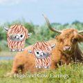 wholesale 925 Sterling Silver Highland Cow Stud Earrings Animal  for Women Girls-0-5