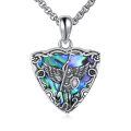 wholesale 925 Sterling Silver Saint Michael Archangel Shield Abalone Shell Pendant Necklace-0-0