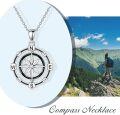 wholesale TOUPOP Gifts For Her Compass Necklace Sterling Silver Rotatable Necklace Graduation Friendship Talisman Travel Necklace Inspirational Graduation Gift Jewelry Gifts For Women Wife -0-1