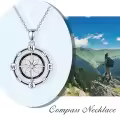TOUPOP Sterling Silver Rotatable Compass Necklace Inspirational Gift-0-1