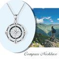 TOUPOP Sterling Silver Rotatable Compass Necklace Inspirational Gift-0-1